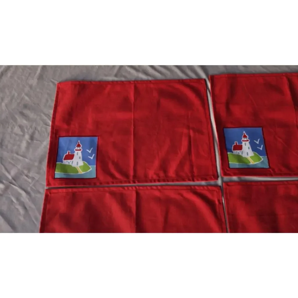 Newbridge Red Lighthouse Patch Cotton Placemats Set Of 6 Nautical Kitchen Decor